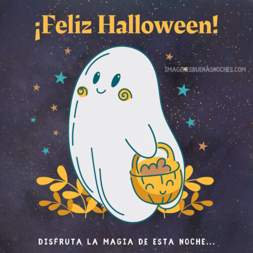 Feliz Halloween fantasma con dulces